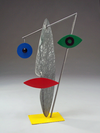 whimsical, abstract, figurative, contemporary, free standing, indoor outdoor, sculpture, burnished steel, enamel paints