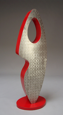 abstract, contemporary, free standing, stainless steel and enamel paint, indoor outdoor sculpture