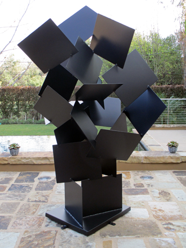 abstract, contemporary, free standing, indoor outdoor, metal sculpture, made of powder coated steel