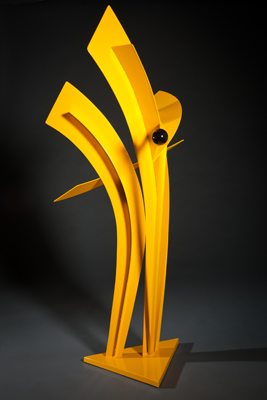 abstract, contemporary, free standing, powder coated, steel sculpture