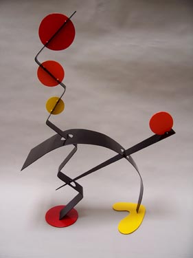 abstract, contemporary, whimsical, colorful, tabletop, sculpture, steel, enamel paints